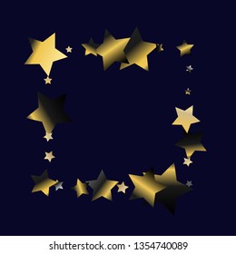 Square frame from confetti stars. Isolated gradient celestial elements. Platinum chrome metal glitter. Iridescent festive  celebration vector  template for celebration decorations, packaging.