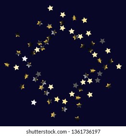 Square frame from Confetti Stars. Isolated gradient stellar elements. Platinum chrome metal shine. Iridescent festive  celebration vector  template for celebration decorations, packaging.