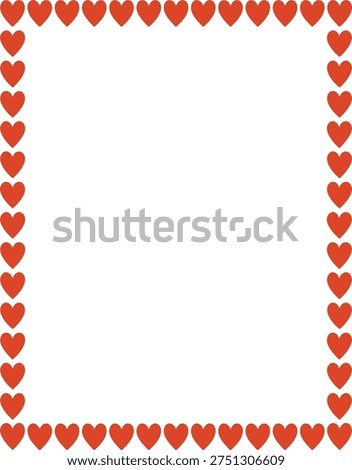 A square frame constructed entirely from numerous vibrant red heart shapes