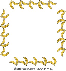 Square frame with cozy banana on white background. Vector image.