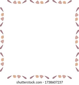 Square frame with cozy sea shells on white background. Vector image. 