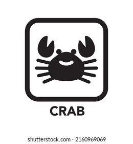 Square frame crab icon, one of the food allergy icons set	
