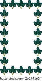 Square frame created with stylized leaves, cabbage leaves, perfect for packaging design, eco-labels, botanical art and decorative digital elements.