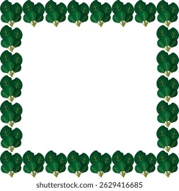 Square frame created with stylized leaves, cabbage leaves, perfect for packaging design, eco-labels, botanical art and decorative digital elements.