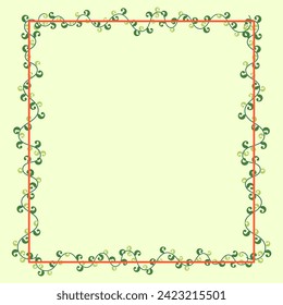 Square frame with creeper and green leaves