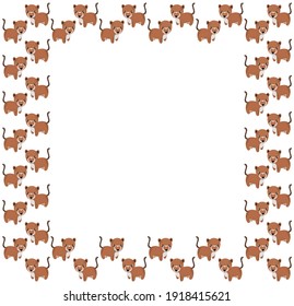 Square frame of cute cartoon South American noses with ruddy cheeks on a white background. Border with place for text for printing on children's products, invitation. Vector.