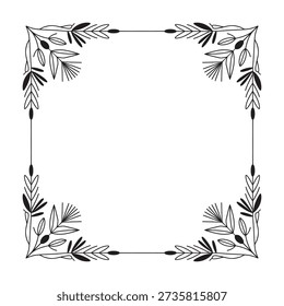 A square frame decorated with leafy branches, offering a natural and elegant botanical border for invitations and creative projects.