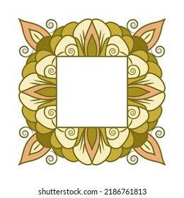 Square frame with decorative elements. Square motif for design