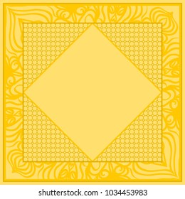 Square frame with decorative lace ornament. Design element for prints, posters, greeting cards, albums. Vector illustration