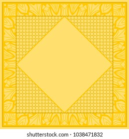 Square frame with decorative lace ornament. Design element for prints, posters, greeting cards, albums. Vector illustration