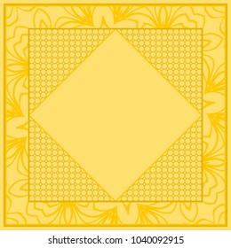 Square frame with decorative lace ornament. Design element for prints, posters, greeting cards, albums. Vector illustration