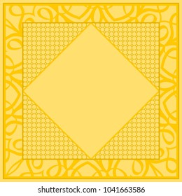 Square frame with decorative lace ornament. Design element for prints, posters, greeting cards, albums. Vector illustration