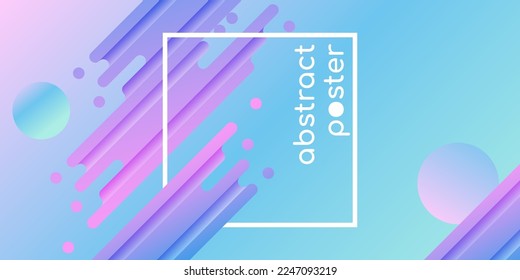 Square frame and diagonal rounded geometric elements on abstract gradient background for modern presentation, poster, flyer, advertisement, cover, UI, website design