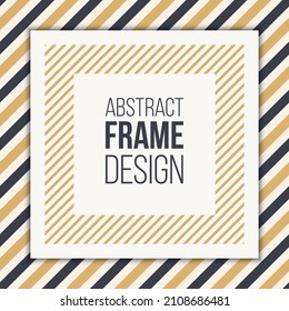 Square frame with diagonal stripes. Vector geometrical background. Beige, brown colors. Can be used for cards, greetings, invitations, gift cards, flyers and brochures.