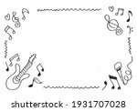 Square frame with doodle style different musical symbols with space for text.vector illustration.