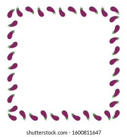 A square frame of eggplant with strokes from the same line with the substrates. Template for text on a white background. Vector.