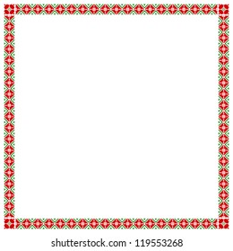 Square frame with elements of national Ukrainian embroidery. eps10