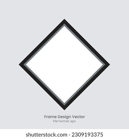 Square frame empty design vector file format eps, black frame square design, frame mockup design, frame template square black and white editable for element design, rectangle with around effect