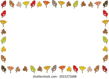 Square frame of fallen leaves in autumn
