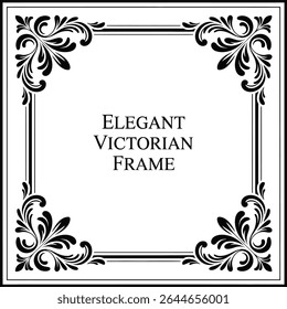 Um quadro quadrado apresenta um design preto e branco com intrincados motivos de canto floral e uma borda dupla. O estilo é reminiscente da ornamentação da era vitoriana.