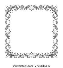 A square frame featuring an elegant border of wavy, intertwined lines, creating a classic and decorative visual element.