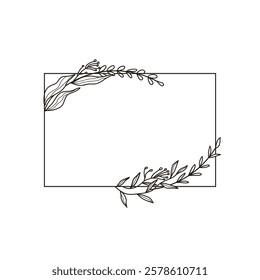 Square Frame with Floral Design rustic botanical decoration