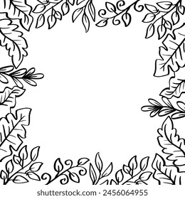 Square frame with floral ornament. Vector illustration.
