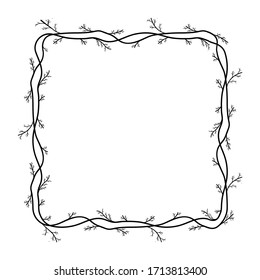 square frame with floral style. border theme of plants. delimiters for text or calligraphy. flat design isolated white background.