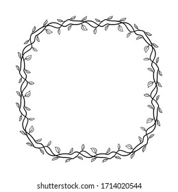 marco cuadrado de estilo floral. tema fronterizo de las plantas. delimitadores para texto o caligrafía. diseño plano fondo blanco aislado. elipse