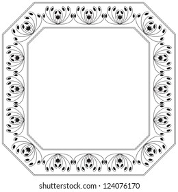 Square frame with floral and swirl motif. Background Illustration.