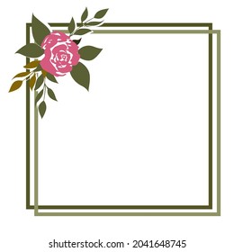 Square frame with flower  On White Background