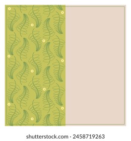 Square Frame with flowers and leaves, fern. Summer pattern, midsummer, ligo holiday