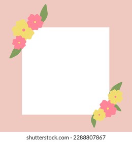 Square frame with flowers and leaves. vector illustration design template with a space to copy