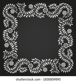 Square frame foliage trailing massive ornament Indian style. vector clipart