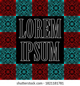 Quadratzrahmen aus geometrischer Vorlage für geformte Linien einzeln auf schwarzem Hintergrund mit Kopienraum für Ihren Text.