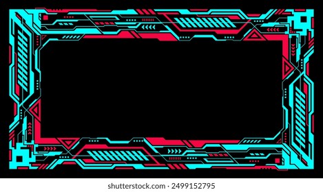 Square frame futuristic hud technology modern abstract geometric shape vector design.	
