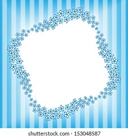 Square frame with geometric flowers of different size on abstract striped gradient background