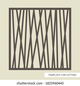 Marco cuadrado con un patrón geométrico, moderno y abstracto de líneas rectas. Plantilla para corte láser (cnc), tallado de madera, corte de papel o impresión. Ilustración vectorial.