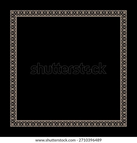 Square frame with gold ornate border features elegant vintage style swirls and lines creating classic decorative pattern. Elegant Decorative Square Border for Wedding Invitation, Scrapbooking design