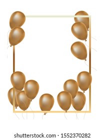 square frame with golden balloons helium floating vector illustration design