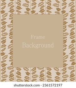 Square frame with golden twigs in Victorian style, autumn background with golden leaves.