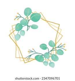 Square Frame with Green Branches and Foliage Vector Illustration