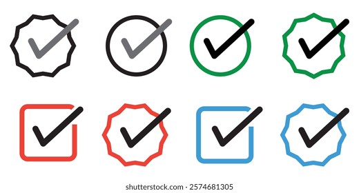 A square frame with a green checkmark sign, Checkbox Icon, indicating acceptance. design eps 10 