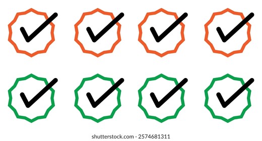 A square frame with a green checkmark sign, Checkbox Icon, indicating acceptance. design eps 10 
