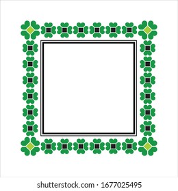 Square frame of green clover leaf vector illustration design 