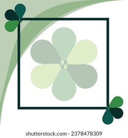 Square frame of green clover leaf vector illustration design
