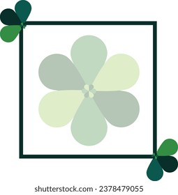 Square frame of green clover leaf vector illustration design
