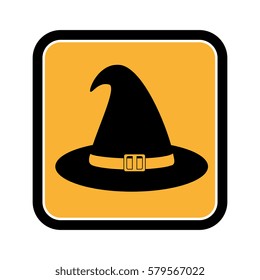 square frame of halloween with witch hat