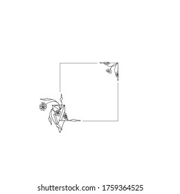 Square frame with hand drawn decorative corners. Vector invitation card.