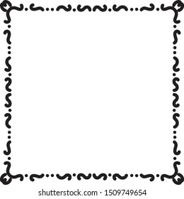 Square frame hand drawn doodle clip art border illustration decorative black elements